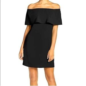 Charles Henry Black Off the Shoulder Mini Sheath Dress Size small